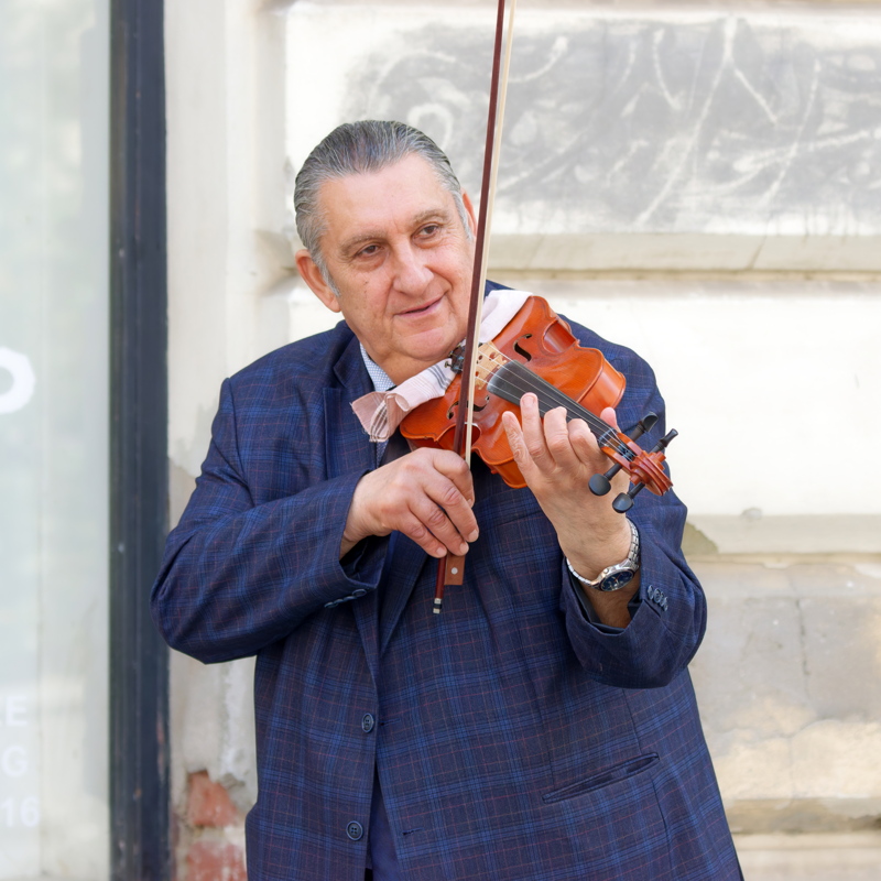 Adult man playing violin